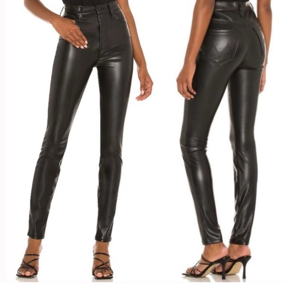 MOTHER Pants - MOTHER Black High-Waisted Leather Pants